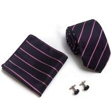 AlanKing Men's Striped Tie Set, Premium Gift Box, Suitable For Holiday And Anniversary Gifts - Color Mixing - View 5
