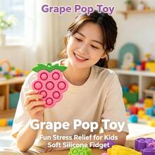 Grape Press Bubble Stress Relief Toy, Sensory Educational Toy, Baby Teething Toy, Small Fingertip Toy With Hanging Feature - Multicolor - View 4