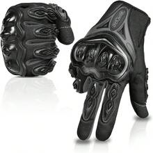 Guantes de motocicleta, rojos, estilo corto, hechos de cuero deportivo, modelo de verano, con funcionalidad de pantalla táctil.| Protección para los nudillos, tejido de malla transpirable, funcionalidad de pantalla táctil, palma antideslizante, correa de muñeca ajustable, dimensiones 23x11x5 cm. - A - Ver 2