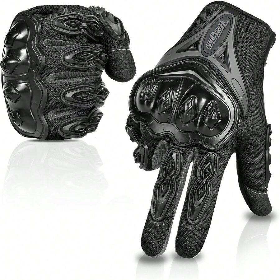 Guantes de motocicleta, rojos, estilo corto, hechos de cuero deportivo, modelo de verano, con funcionalidad de pantalla táctil.|   Protección para los nudillos, tejido de malla transpirable, funcionalidad de pantalla táctil, palma antideslizante, correa de muñeca ajustable, dimensiones 23x11x5 cm.