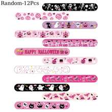 12Pcs/24Pcs Halloween Slap Bracelets & Wristbands Pumpkin Ghost Bat Skull Silicone Bracelets Halloween Party Favor - Multicolor - View 12