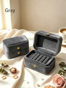 1pc Velvet Multi-Slot Ring Box Wedding Jewelry Box Storage Packaging Box Mini Earring Box, Jewelry Box Earring Storage Box Luxury Display Box - Multicolor - View 11