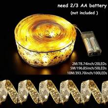 金/銀色 LED 燈串,電池供電,聖誕樹花環裝飾,適用於聖誕節、新年、婚禮派對及室內居家桌面裝飾 - 電池盒緞帶燈串 - 查看 4