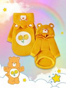 Care Bears X PETSIN 1件装 朋友熊宠物猫狗通用连帽衫 可爱小熊印花 3D 耳朵装饰 黄色舒适狗狗连帽衫 - 黃色 - 查看 1