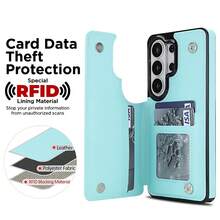 WEFOR Wallet Phone Case For Galaxy S26 S25 S25 S24 S23 S22 Ultra Plus S25EDGE 24 FE, Multi-Card Slot Design, Magnetic Closure, Built-In Stand, Shockproof Protective Cover, Compatible With IPhone 17 AIR 16e 16 15 14 13 12 11 Pro Max XR XS MAX, Magnetic Design, RFID Anti-Theft Card Slot, Magnetic Phone Protective Case, Shockproof, Unisex - Light Blue - View 4