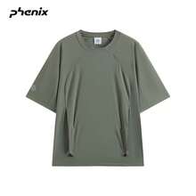 Áo thun thể thao nam Phenix ALK 2026SS mùa xuân, mặc ngoài trời, chống thấm nước, dáng rộng, vải dệt, tay ngắn, phong cách thường ngày - Xám đá xanh - Xem 6