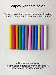 12/24pcs Dustless Water-Soluble Colored Erasable Chalk, No Mess, For School Teachers Blackboard Use (Random Colors) - Multicolor - View 12