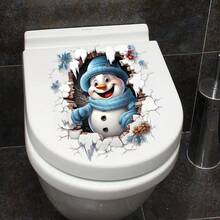 1pc Christmas Tree & Snowman Wall Decal Sticker, Self-Adhesive Removable PVC Material, Suitable For Living Room, Bedroom, Study Glass, Home Decor, Christmas Decoration - A - View 3