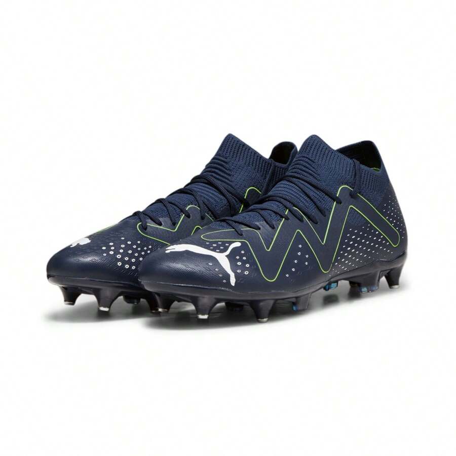 Puma Spring/Autumn Men's Sports Long Stud Football Shoes, Rain-Resistant Natural Grass Training Soccer Shoes 10736903 - Navy Blue-white-green - View 1