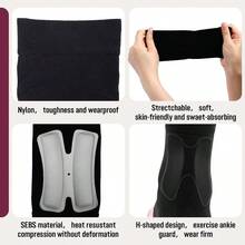 2 Pairs Padded Skate Socks Skating Socks Lace Bite Gel Pads Ankle Malleolar Sleeves Guards Front Foot Shin Achilles Tendon Heel - Black + Achilles - View 7