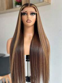 13*4 HD Transparent Lace Front Wig, Straight Human Hair, P4/27 Honey Blonde Highlights, 200% Density, With Natural Hairline And Delicate Baby Hairs – Premium Everyday Styling For Women. - S4/27 - View 3