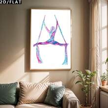 3PCS Modern Cartoon Realistic Art Style Air Ladies Silk Art Yoga Painting Oil Painting Canvas Painting Wall Art Decoration, Watercolor Color Air Dance Printing Poster Pictures Room Decoration, Corridor, Study, Bedroom Wall Decor(No Frame/Framed) - Cartoon - View 5