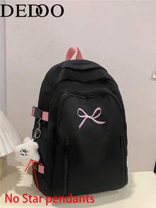 Dedoo Portable Cartoon Pendant Large Capacity Student Backpack, Suitable For Outdoor Travel, Back To School, University Campus Use - Black - View 9