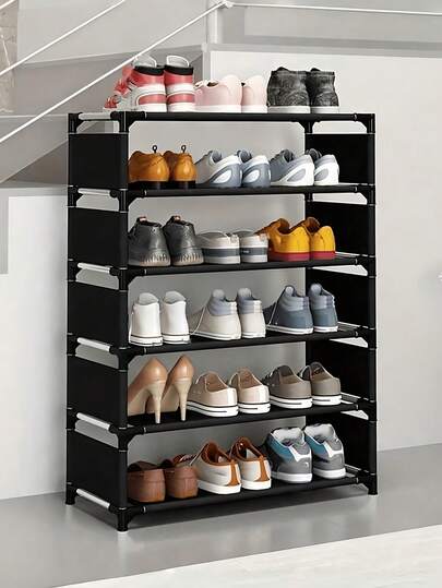 Estantería para zapatos de gran capacidad y multicapa a prueba de polvo, organizador de almacenamiento de zapatos de metal para dormitorios y apartamentos, estantería de zapatos apilable y de pie, esencial de almacenamiento para la entrada del hogar de fácil montaje