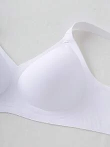 2pcs Jelly Glue Wireless Plus Size Bra, Adjustable Wide Strap, Seamless Back Closure With 4-Row Hooks For Enhanced Support And Cup Stability, Suitable For Commuting, Daily Wear, Home, Sports And Multiple Occasions, Plus Size Women's Bra - Multicolor - View 5