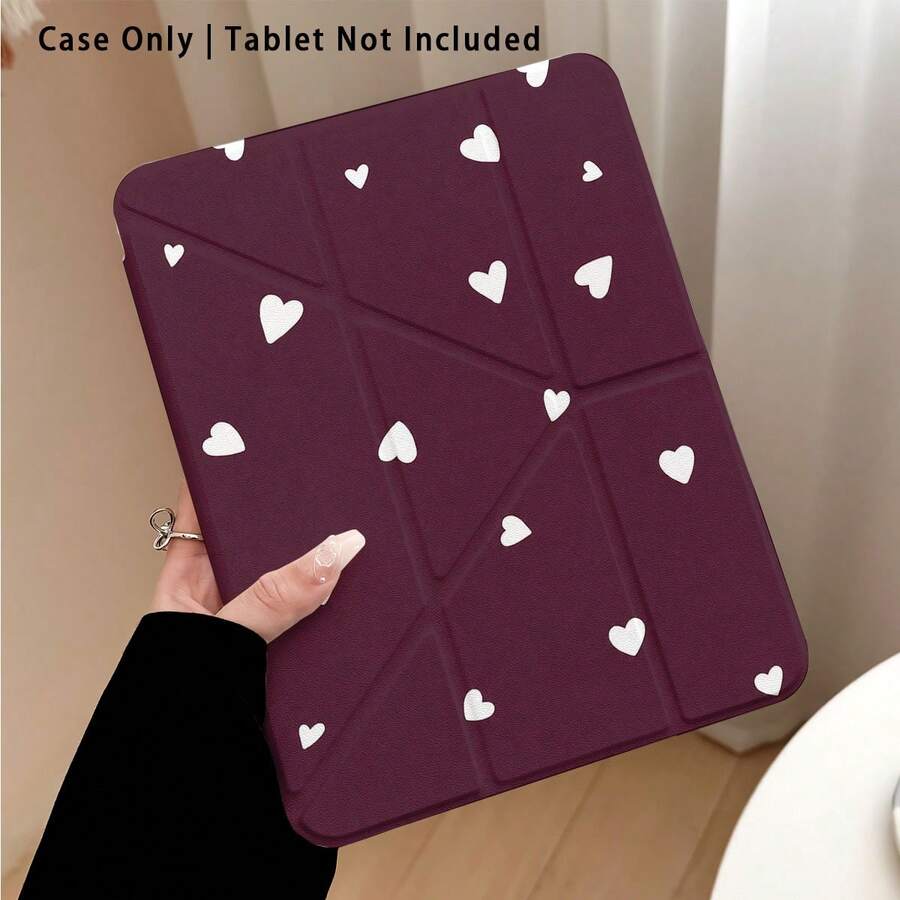 Heart Pattern Painted Effect Tablet Protective Case With Stand, Compatible With Honor 8/9/10/X8/X8A/X9/X8Pro/X9Pro, MatePad SE 11"/MatePad 11"/11.5", MatePad Pro, Apple 10th/11th Gen 2025 (A16), Galaxy Tab A7/A9 And Other Popular Models - Style 12 - View 1