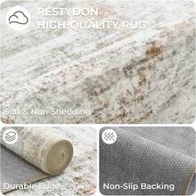 Alfombra de pasillo antideslizante para dormitorio, alfombra lavable con reverso de goma - Alfombra suave de pelo corto para cocina, lavandería, baño (61 x 244 cm, beige/marfil) - Plateado - Ver 7