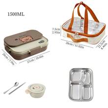Kotak Bekal Bento Stainless Steel 304 untuk Dewasa, Wadah Makanan dengan Kompartemen, Wadah Persiapan Makanan dengan Sekat, Kotak Makan Siang Logam Terisolasi Portabel dengan Wadah Sup, Wadah Makanan untuk Perjalanan, Kotak Bekal Bento Sekolah dengan Tas Makan Siang dan Peralatan Makan - MultiWarna - View 21
