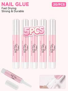 5/10/20/50PCS, 2g Compact With Super Strong Hold, Fast‑Drying & Long‑Lasting Nail Glue, Tip Needs To Be Cut Open Before Use, Precise Dot Dispensing, Y2K‑Style, For Acrylic Nails, False Nail Tips & Nail Rhinestone Decorations - 2g - View 10
