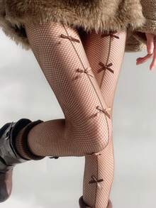 1 Pair Women's Sexy Cross Fishnet Pantyhose - Brown - View 2