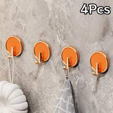 1Pc/4/8Pcs Gold Rim Round No-Drill Adhesive Hooks, Colorful Wall Hooks, Bathroom Towel Hooks, Key Hooks, Strong Traceless Adhesive Hooks - Multicolor - View 20
