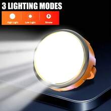 1pc Mini COB Handheld Camping Light With Hook, Portable USB Rechargeable LED Hanging Lantern, Multi-Function Work Flashlight, Suitable For Fishing, Camping, Night, Emergency, 3-Mode Handheld Flashlight - Round Light - View 2