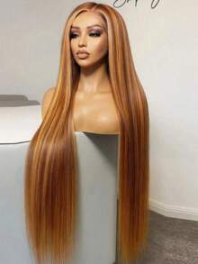 13*4 HD Transparent Lace Front Wig, Straight Human Hair, P4/27 Honey Blonde Highlights, 200% Density, With Natural Hairline And Delicate Baby Hairs – Premium Everyday Styling For Women. - S4/27 - View 6