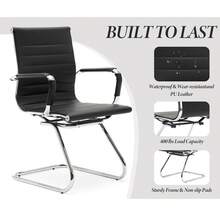 WAHSON OFFICE CHAIRS 4PCS PU Leather Office Chair Metal Frame Conference Chair For Meeting Room/Reception Area - 黑色四把 - 查看 6