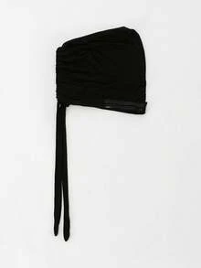 1pc Women's Solid Color Non-Slip Elastic Band Adjustable Scarf Beanie - Black a - View 5