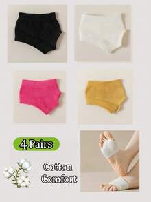 1/3/4 Pairs Bikini Cotton Split Toe Socks, Summer Thin Half-Palm Invisible Two-Toe Socks, Matching Flip-Flops - Multicolor - View 41