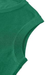 Men's V-Neck Knit Vest, Sleeveless Retro Collegiate Style Layering Sweater Vest - Green - View 6
