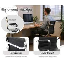 WAHSON OFFICE CHAIRS 6PCS PU Leather Office Chair Metal Frame Conference Chair For Meeting Room/Reception Area - 黑色六把 - 查看 5