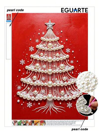 1 Peça de Pintura de Pérolas de Natal - Árvore de Natal de Pérolas, Pintura Artística Criativa DIY Feita à Mão Sem Moldura, Adequada para Decoração de Quarto, Pintura de Sala de Estar e Decoração de Divisões
