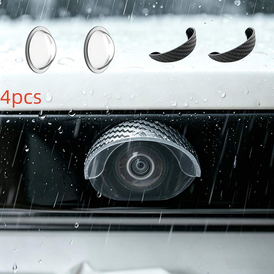 [Camera Rain Guard + Camera Lens Protector]Car Panoramic Camera Protective Cover, Rearview Camera Lens Guard, Dustproof, Scratch-Resistant, Shock-Resistant, High Definition And High Transparency, Does Not Affect Visibility, Suitable For Sedan And SUV Models, Vehicle Accessories - A - View 1