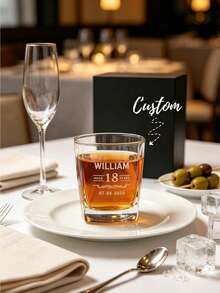 Customized Birthday Whiskey Glass 305ml Engraved Bourbon/Scotch Whiskey Short Glass Gift For Men Suitable For Dad, Husband Or Friend - Multicolor - View 4