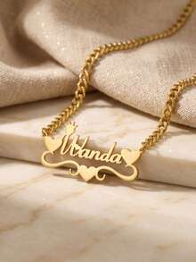 Customized Delicate Name Necklace, Customized Stainless Steel Name Necklace, Gold Heart-Shaped Name Necklace, 18K Gold-Plated Name Necklace, Personalized Gift For Friends, Couples And Family, Spring Fashion 2026, Mother's Day Gift, Birthstone - Gold - View 10