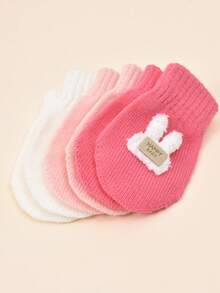 Tobelandyx 3 Pairs, 0-2 Years Old Baby Autumn/Winter Bear And Rabbit Embroidered Knitted Mittens, Toddler Baby Crawling Anti-Scratch Gloves, Suitable For Daily Casual Wear And Outdoor Cold Protection - 3 Pairs - View 7