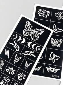 4pcs INS Style Butterfly Series Tattoo Templates, Minimalist Butterfly & Cute Tattoo Stickers, Suitable For Commute, Casual, Sweet Outfits - Black - View 7