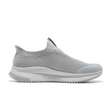 Skechers Breathable Flyknit Mesh Lightweight Foam Sole Men's Slip-On Walking Shoes - Grey - View 3