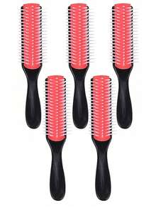 Premium Professional Classic Styling Curling Comb 9-Row Black Hair Comb Suitable For Wet And Dry Hair Perfect For Distribution And Styling Anti-Static Gentle On Scalp Ergonomic Handle Durable Bristles Suitable For All Hair Types Unisex - Multicolor - View 25