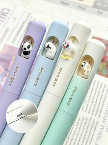 4/1pc Papa Rotating Neutral Pen, CS Pen Tip Black Gradient Color Quick-Dry Stationery, Ins Style Student Signature Pen, First Day Of School - Multicolor - View 4