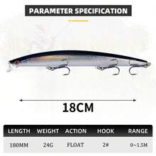 10pcs Long Floating Minnow Lure Set, Long Cast Bionic Hard Fishing Lures For Sea Bass, Amur Carp, Freshwater And Saltwater - Multicolor - View 2