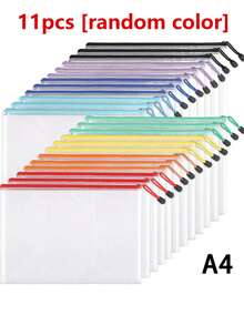 A4 Zipper File Bag Mesh Zipper Pouch Document Bag, Waterproof Zipper Bag File Folder, Suitable For School Office Supplies, Puzzle, Board Game Storage And Toy - Multicolor - View 7
