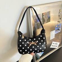 Fashion Polka Dot Underarm Bag For Girl, New Gentle Bow Crescent Moon Small Bag, Versatile Commute Shoulder Handbag, Suitable For Daily Use - A - View 11