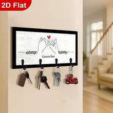 1pc 2D Flat Customizable Wooden Key Rack, Personalized Name Customization, Wall-Mounted Entryway Hook, Rustic Home Decor, Suitable For Kitchen Bathroom Bedroom Storage, Housewarming Gift Creative - Multicolor - View 3