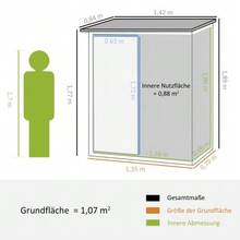 Garden Shed Tool Storage With Door Outdoor Steel Green 142 X 84 X 189 Cm - 綠色 - 查看 3
