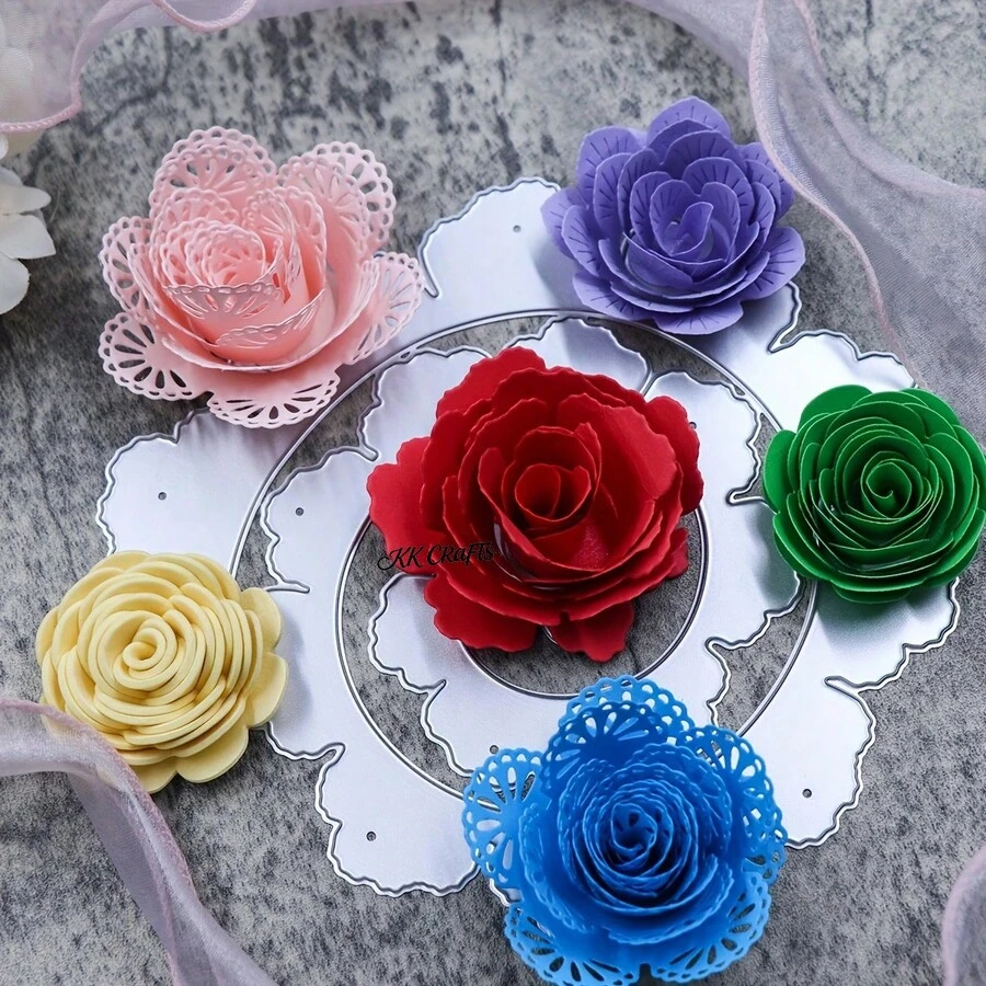 Cetakan Pemotong Logam Bentuk Bunga Kubis, Cetakan Potong Bunga DIY, Templat Baja Karbon untuk Scrapbooking, Pembuatan Kartu Bunga, Dekorasi Bingkai Album Foto & Kerajinan Bunga Kertas Buatan Tangan - C-Perak - View 1