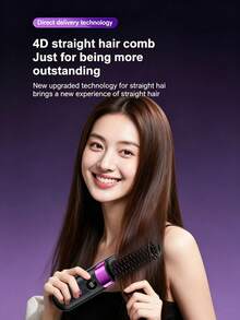 Wireless Straightening Comb, Portable Negative Ion Hair Brush, Rechargeable Straight & Curl Styling Comb, Smart Temperature Control With Digital Display, Anti-Scald & Hair Protection, Voluminous High Crown, Airy Bangs, Mini Travel Portable, Unisex - Multicolor - View 7