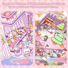 1 Set Oversized Scene Sticker Set, Includes 12 Material Stickers, 8 Scene Cards, 2 Reference Images And 1 Tweezers, Suitable For Model Scenes And Miniature Houses, Perfect As Birthday Or New Year Gift - Pink - View 4