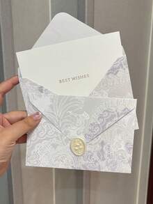 1/5 Set European Style Gold Foil Envelopes With Gold Foil Greeting Cards And Wax Seal Stickers, Glitter Embossed Floral Pattern Letter Paper Invitation Cards For Romantic Wedding Party, Wax Seal Set - Language Of Flowers - View 6